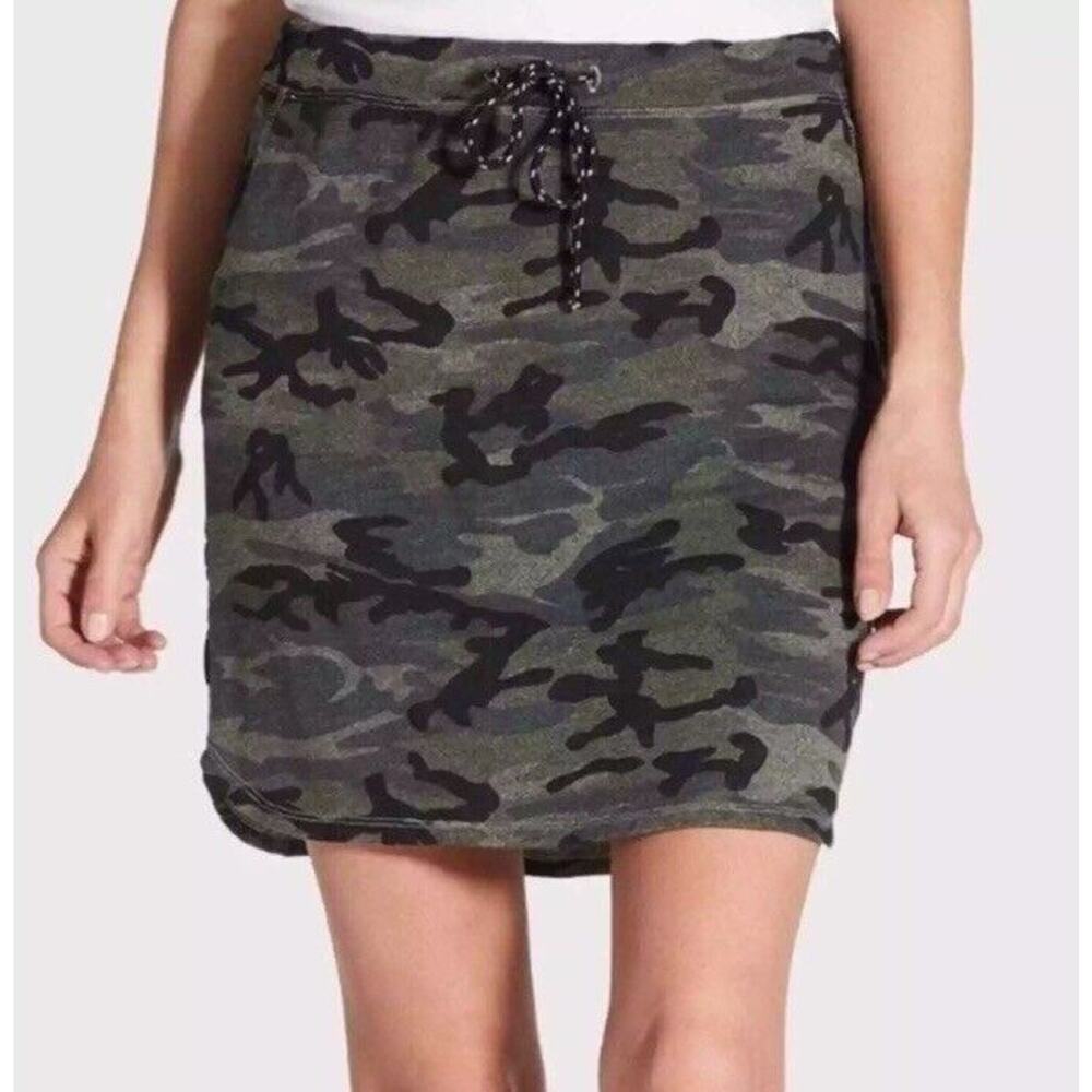 Sundry Camo Jersey Knit‎ Mini Skirt Oversized Small Size 2 Drawstring Adjustable